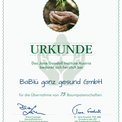Urkunde 2025 - Jane Goodall Institute