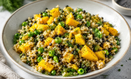TCM Rezept - Reissalat mit Erbsen, Linsen und Mango