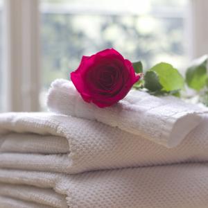 Handtücher und Rose