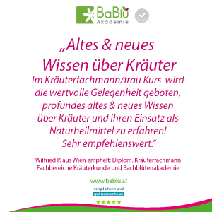 Das sagen unsere AbsolventInnen der Ausbildung zur Dipl. Kräuterfachfrau/mann - für Heilpflanzen und Kräuterkunde in bei der BaBlü Akademie 