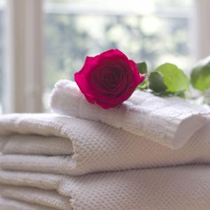  Handtücher und eine Rose