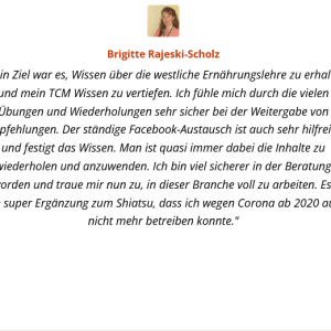 Feedback zur Ausbildung "Intergrative Ernährungsexpert:in Feedback zur Ausbildung "Intergrative Ernährungsexpert:in