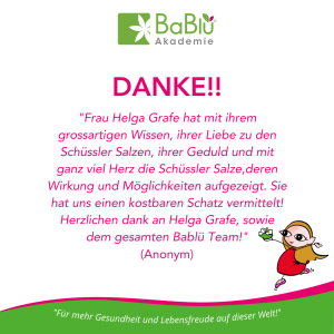 Feedbacks und Erfahrungen mit der BaBlü Akademie bei Schüssler Salze Ausbildungen -Das sagen unsere AbsolventInnen 